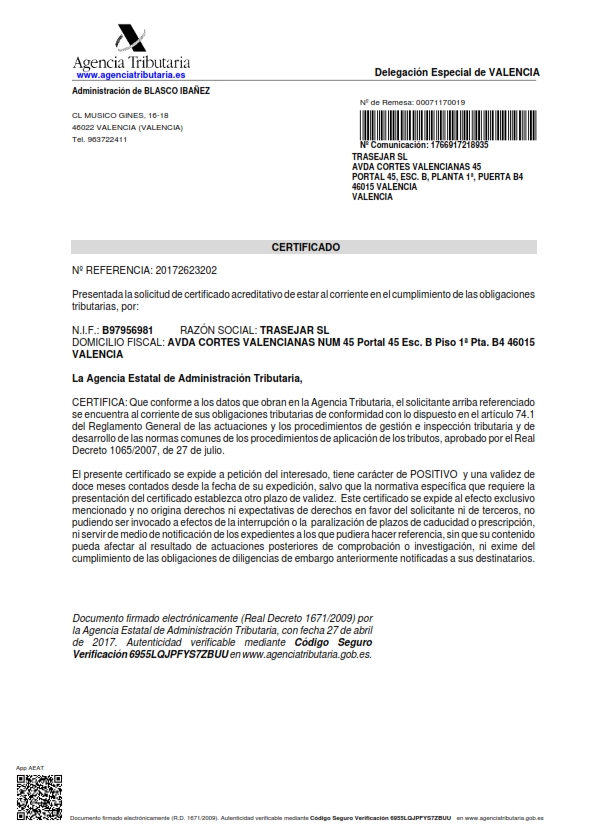 CERTIFICADO DE HACIENDA Trasejar